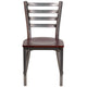 Mahogany Wood Seat/Clear Coated Metal Frame |#| Silver Antique Clear Coat Ladder Back Metal Restaurant Chair-Mahogany Wood Seat