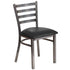 Black Vinyl Seat/Clear Coated Metal Frame |#| Silver Antique Clear Coat Ladder Back Metal Restaurant Chair-Black Vinyl Seat