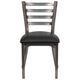 Black Vinyl Seat/Clear Coated Metal Frame |#| Silver Antique Clear Coat Ladder Back Metal Restaurant Chair-Black Vinyl Seat