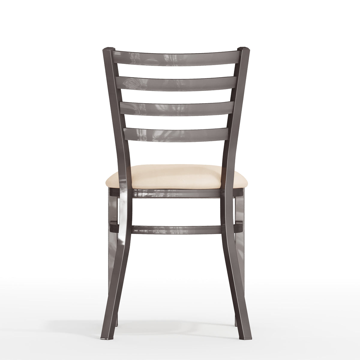 Tan Vinyl Seat/Silver Antique Metal Frame |#| Commercial Silver Ladder Back Restaurant Chair with Tan Vinyl Seat