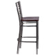 Walnut Wood Seat/Clear Coated Metal Frame |#| Clear Coated "X" Back Metal Restaurant Barstool - Walnut Wood Seat