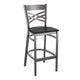 Black Wood Seat/Clear Coated Metal Frame |#| Silver Antique Clear Coat "X" Back Metal Restaurant Barstool-Black Wood Seat