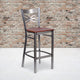 Cherry Wood Seat/Clear Coated Metal Frame |#| Silver Antique Clear Coat "X" Back Metal Restaurant Barstool-Cherry Wood Seat