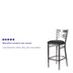 Black Vinyl Seat/Clear Coated Metal Frame |#| Silver Antique Clear Coat "X" Back Metal Restaurant Barstool-Black Vinyl Seat