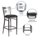Black Vinyl Seat/Clear Coated Metal Frame |#| Silver Antique Clear Coat "X" Back Metal Restaurant Barstool-Black Vinyl Seat