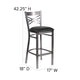 Black Vinyl Seat/Clear Coated Metal Frame |#| Silver Antique Clear Coat "X" Back Metal Restaurant Barstool-Black Vinyl Seat