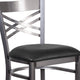 Black Vinyl Seat/Clear Coated Metal Frame |#| Silver Antique Clear Coat "X" Back Metal Restaurant Barstool-Black Vinyl Seat