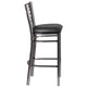 Black Vinyl Seat/Clear Coated Metal Frame |#| Silver Antique Clear Coat "X" Back Metal Restaurant Barstool-Black Vinyl Seat