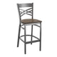 Antique Copper Wood Seat/Clear Coated Metal Frame |#| Silver Antique Clear Coat "X" Back Metal Restaurant Barstool-Antique Copper Seat