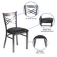 Black Vinyl Seat/Clear Coated Metal Frame |#| Clear Coated inchXinch Back Metal Restaurant Chair - Black Vinyl Seat