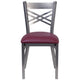 Burgundy Vinyl Seat/Clear Coated Metal Frame |#| Clear Coated inchXinch Back Metal Restaurant Chair - Burgundy Vinyl Seat