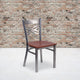 Cherry Wood Seat/Clear Coated Metal Frame |#| Clear Coated inchXinch Back Metal Restaurant Chair - Cherry Wood Seat