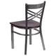 Walnut Wood Seat/Clear Coated Metal Frame |#| Clear Coated inchXinch Back Metal Restaurant Chair - Walnut Wood Seat