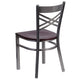 Mahogany Wood Seat/Clear Coated Metal Frame |#| Clear Coated inchXinch Back Metal Restaurant Chair - Mahogany Wood Seat