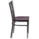 Mahogany Wood Seat/Clear Coated Metal Frame |#| Clear Coated inchXinch Back Metal Restaurant Chair - Mahogany Wood Seat