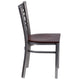 Walnut Wood Seat/Clear Coated Metal Frame |#| Clear Coated inchXinch Back Metal Restaurant Chair - Walnut Wood Seat