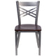 Walnut Wood Seat/Clear Coated Metal Frame |#| Clear Coated inchXinch Back Metal Restaurant Chair - Walnut Wood Seat