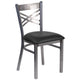 Black Vinyl Seat/Clear Coated Metal Frame |#| Clear Coated inchXinch Back Metal Restaurant Chair - Black Vinyl Seat