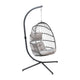 Gray |#| Foldable Hanging Egg Chair with Included C-Stand and Gray Cushions - Gray