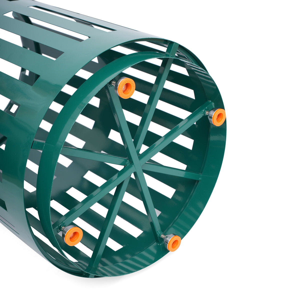 Green |#| Commercial Outdoor Round Slatted Steel 37 Gallon Trash Can with Inner Bin in Grn