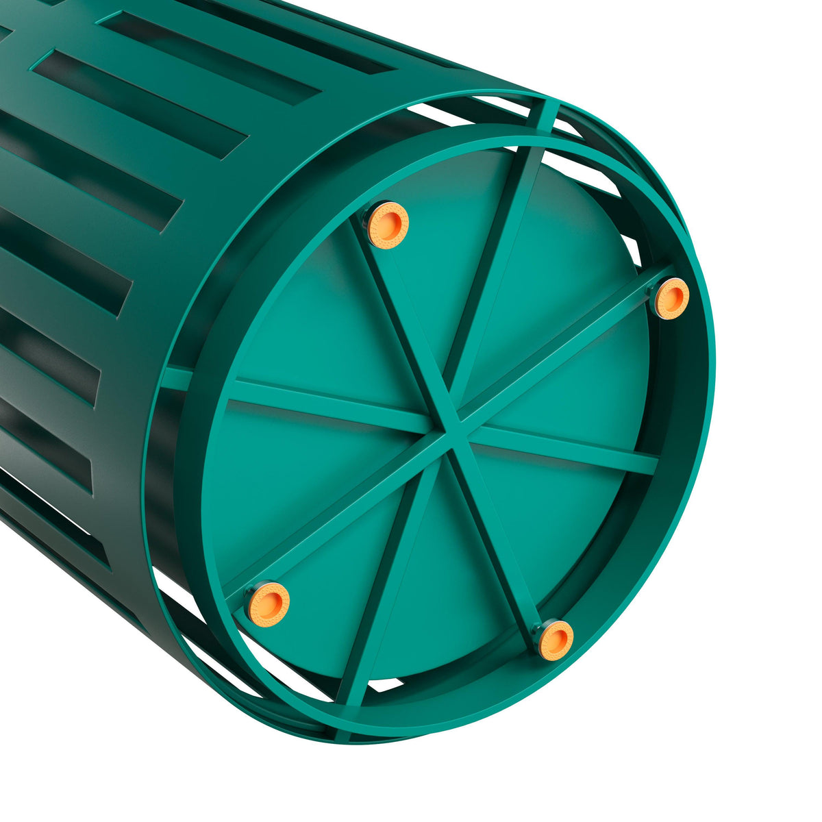 Green |#| Commercial Outdoor Round Slatted Steel 37 Gallon Trash Can with Inner Bin in Grn