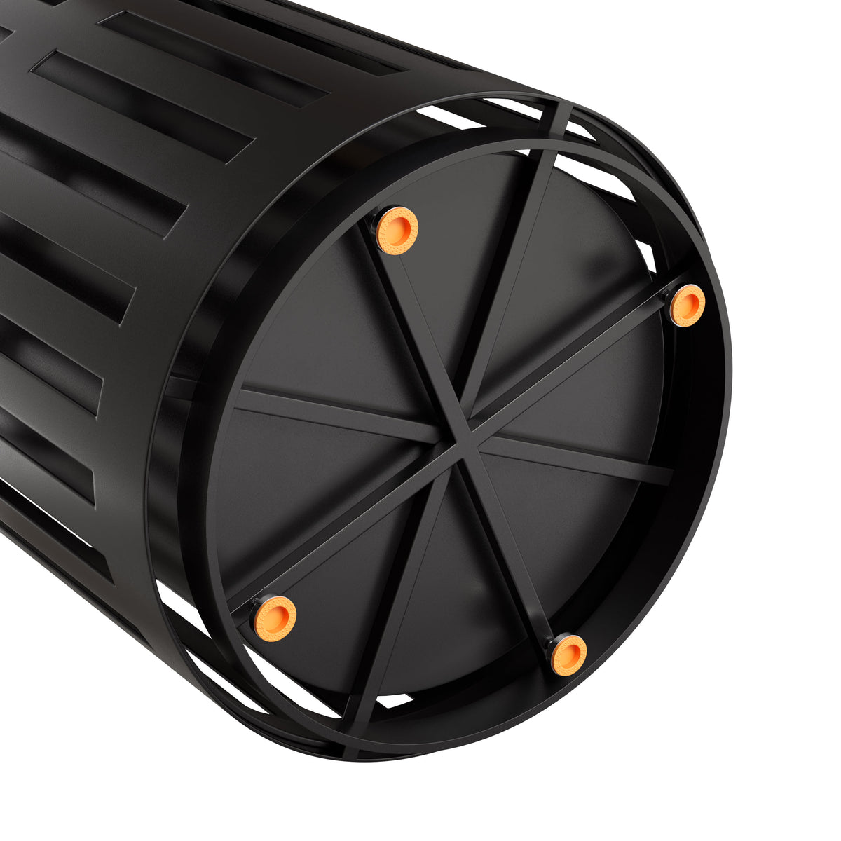 Black |#| Commercial Outdoor Round Slatted Steel 37 Gallon Trash Can with Inner Bin in Blk