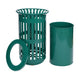 Green |#| Commercial Outdoor Round Slatted Steel 37 Gallon Trash Can with Inner Bin in Grn