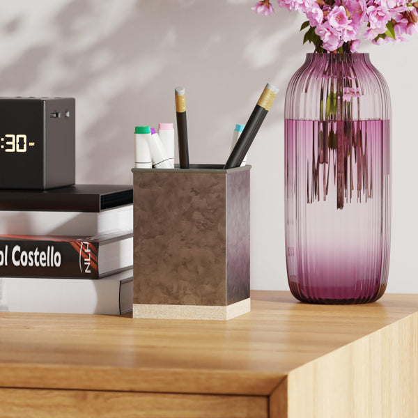 Galvanized |#| Galvanized Finish Metal and Rustic Wood 3 Piece Desktop or Vanity Organizer Set