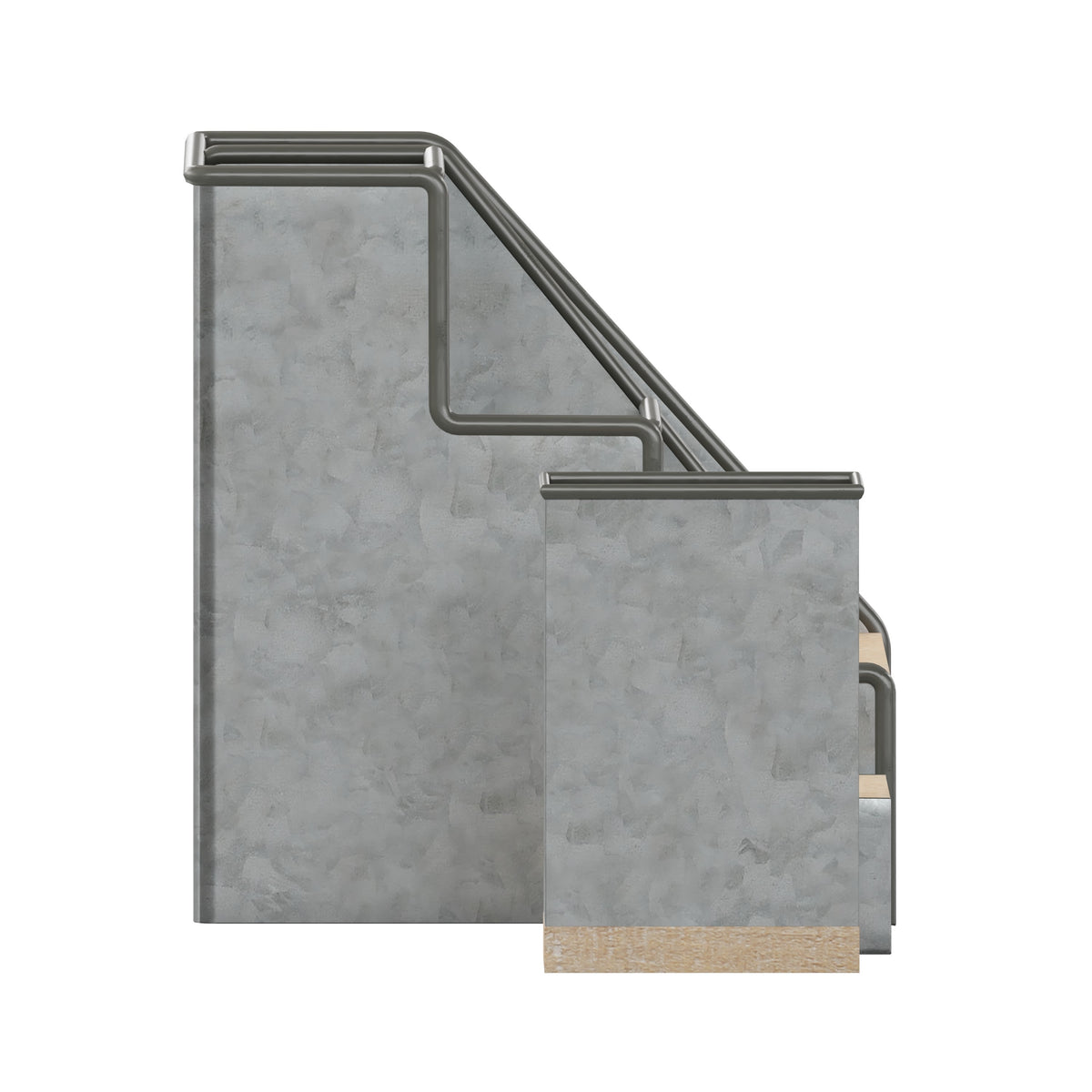 Galvanized |#| Galvanized Finish Metal and Rustic Wood 3 Piece Desktop or Vanity Organizer Set