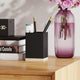 Black |#| Black Finish Metal and Rustic Wood 3 Piece Desktop or Vanity Organizer Set