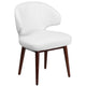 White LeatherSoft |#| White LeatherSoft Side Reception Chair with Walnut Legs - Hospitality Furniture