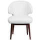 White LeatherSoft |#| White LeatherSoft Side Reception Chair with Walnut Legs - Hospitality Furniture