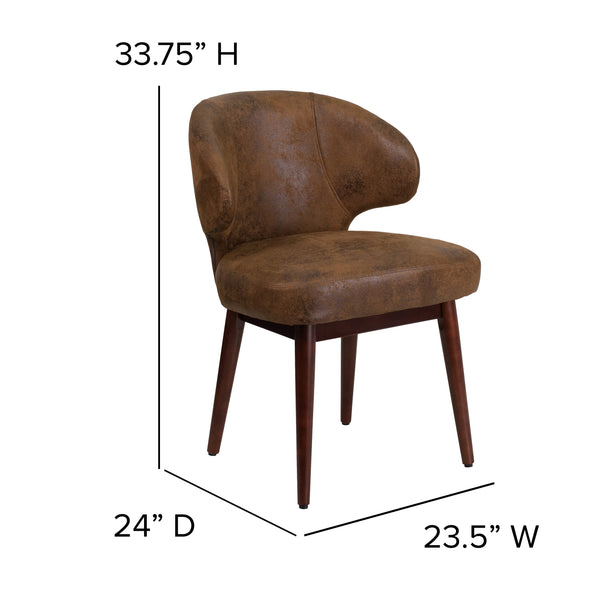 Bomber Jacket Microfiber |#| Bomber Jacket Microfiber Side Reception Chair with Walnut Legs and Curved Back