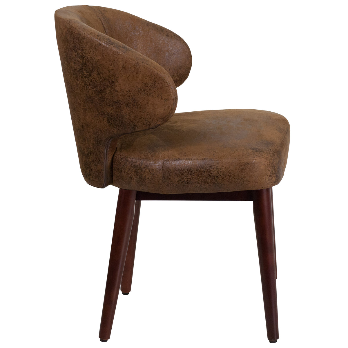 Bomber Jacket Microfiber |#| Bomber Jacket Microfiber Side Reception Chair with Walnut Legs and Curved Back
