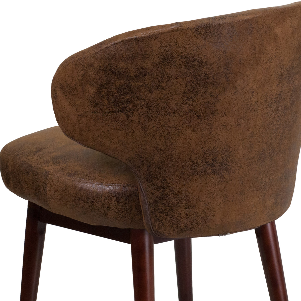 Bomber Jacket Microfiber |#| Bomber Jacket Microfiber Side Reception Chair with Walnut Legs and Curved Back