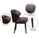 Brown LeatherSoft |#| Brown LeatherSoft Side Reception Chair with Walnut Legs - Hospitality Seating