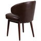 Brown LeatherSoft |#| Brown LeatherSoft Side Reception Chair with Walnut Legs - Hospitality Seating