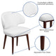 White LeatherSoft |#| White LeatherSoft Side Reception Chair with Walnut Legs - Hospitality Furniture