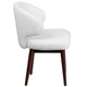 White LeatherSoft |#| White LeatherSoft Side Reception Chair with Walnut Legs - Hospitality Furniture