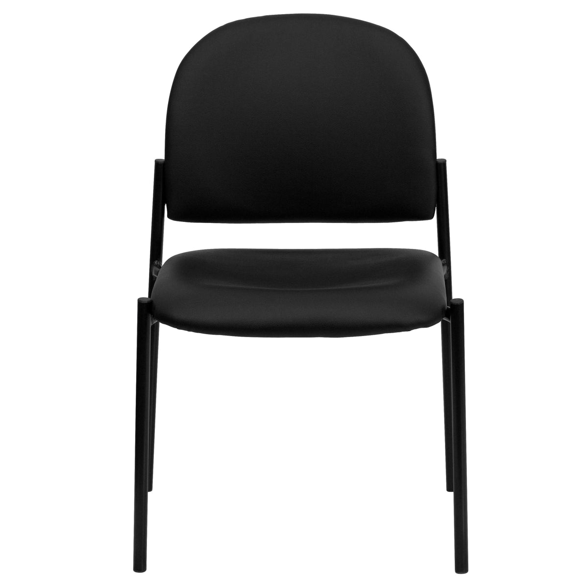 Black Vinyl |#| Comfort Black Vinyl Stackable Steel Side Reception Chair - Hospitality Seating