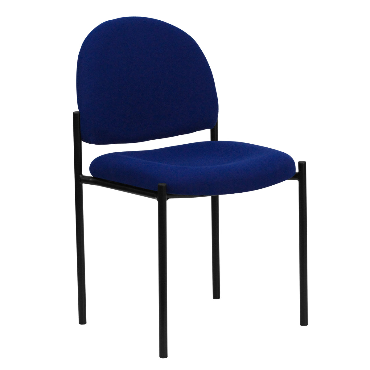 Navy Fabric |#| Comfort Navy Fabric Stackable Steel Side Reception Chair with Arms - Guest Chair