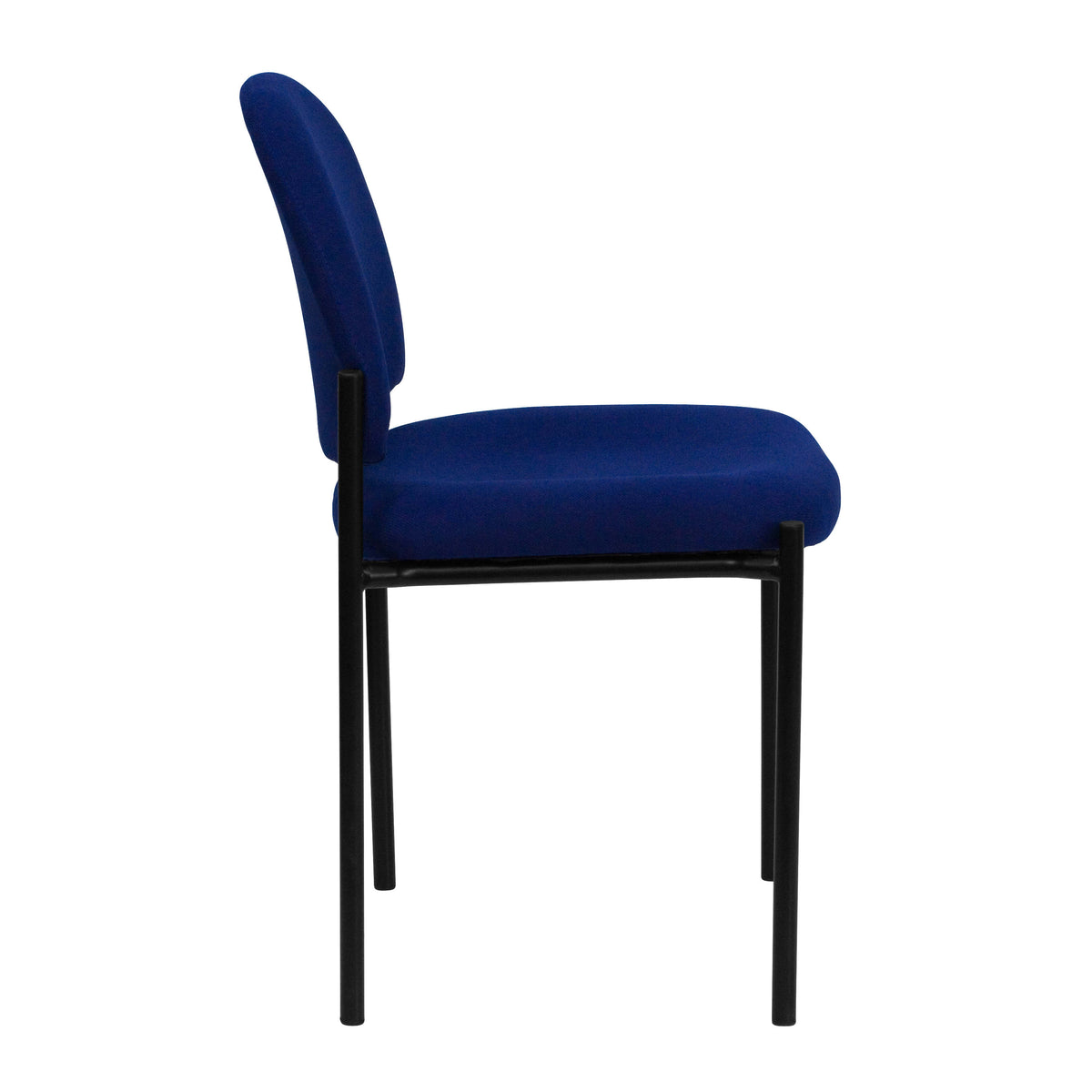 Navy Fabric |#| Comfort Navy Fabric Stackable Steel Side Reception Chair with Arms - Guest Chair