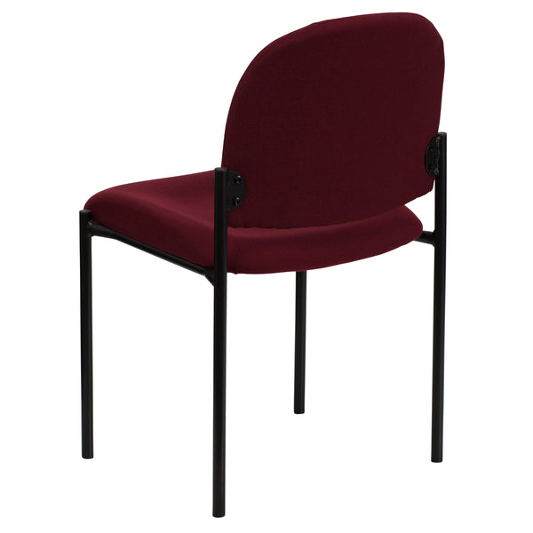 Burgundy Fabric |#| Comfort Burgundy Fabric Stackable Steel Side Reception Chair - Home Office