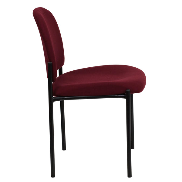 Burgundy Fabric |#| Comfort Burgundy Fabric Stackable Steel Side Reception Chair - Home Office