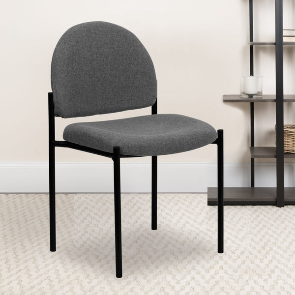 Gray Fabric |#| Comfort Gray Fabric Stackable Steel Side Reception Chair - Home Office