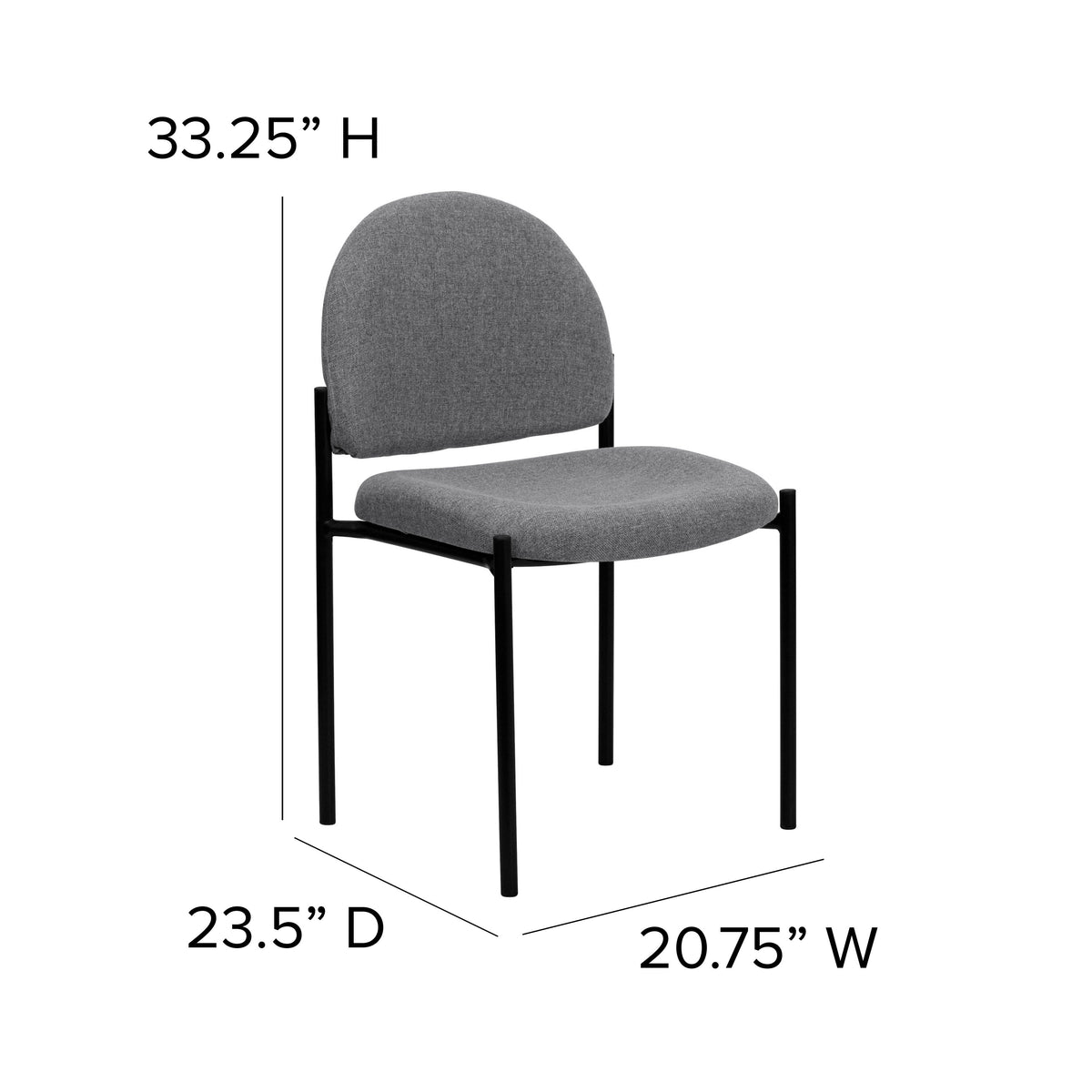 Gray Fabric |#| Comfort Gray Fabric Stackable Steel Side Reception Chair - Home Office