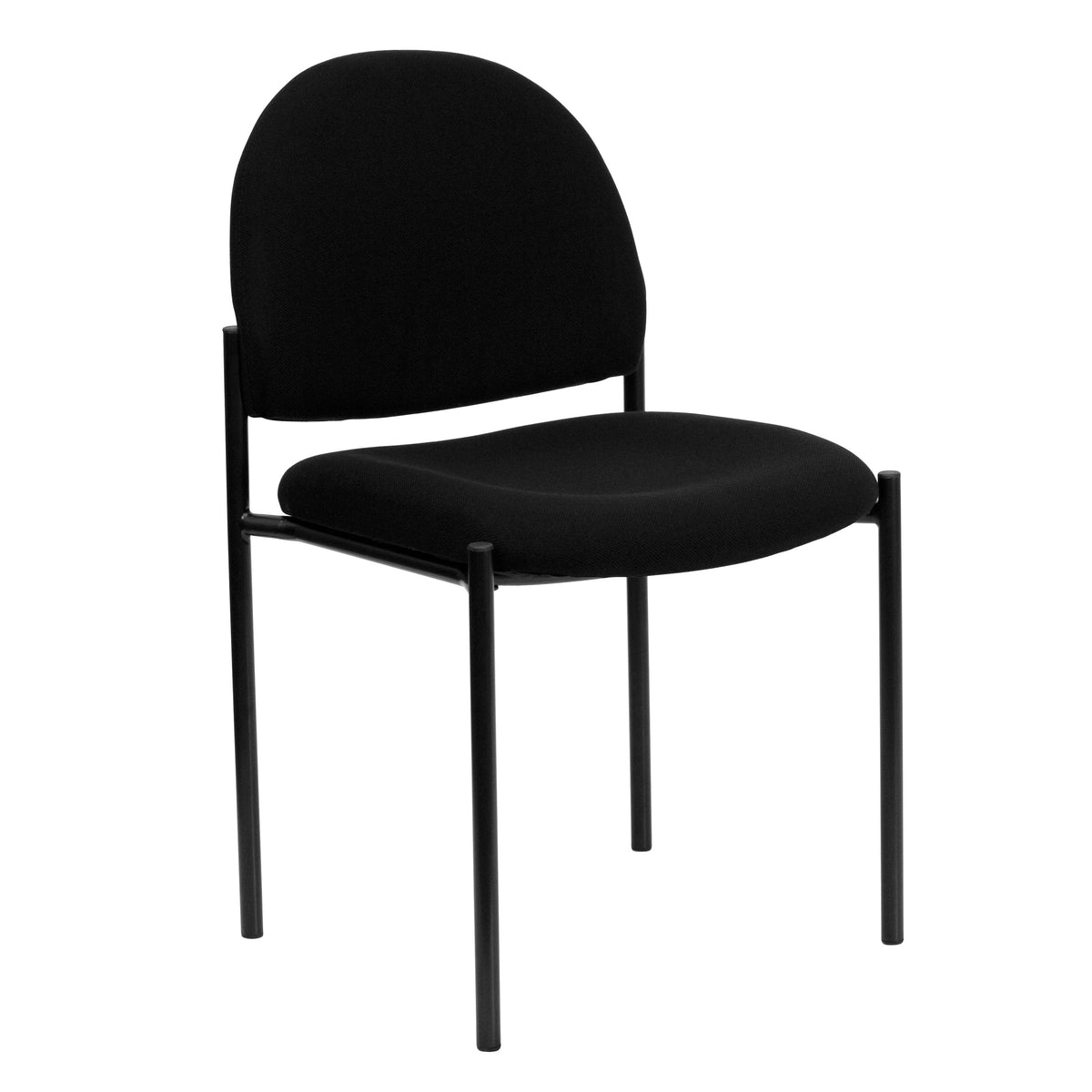 Black Fabric |#| Comfort Black Fabric Stackable Steel Side Reception Chair - Home Office