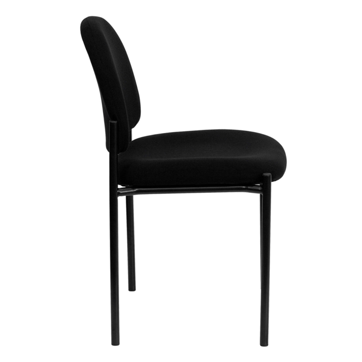 Black Fabric |#| Comfort Black Fabric Stackable Steel Side Reception Chair - Home Office