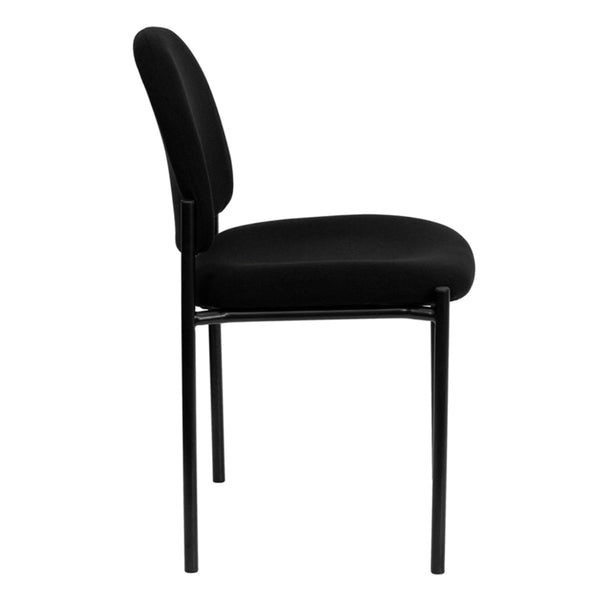 Black Fabric |#| Comfort Black Fabric Stackable Steel Side Reception Chair - Home Office