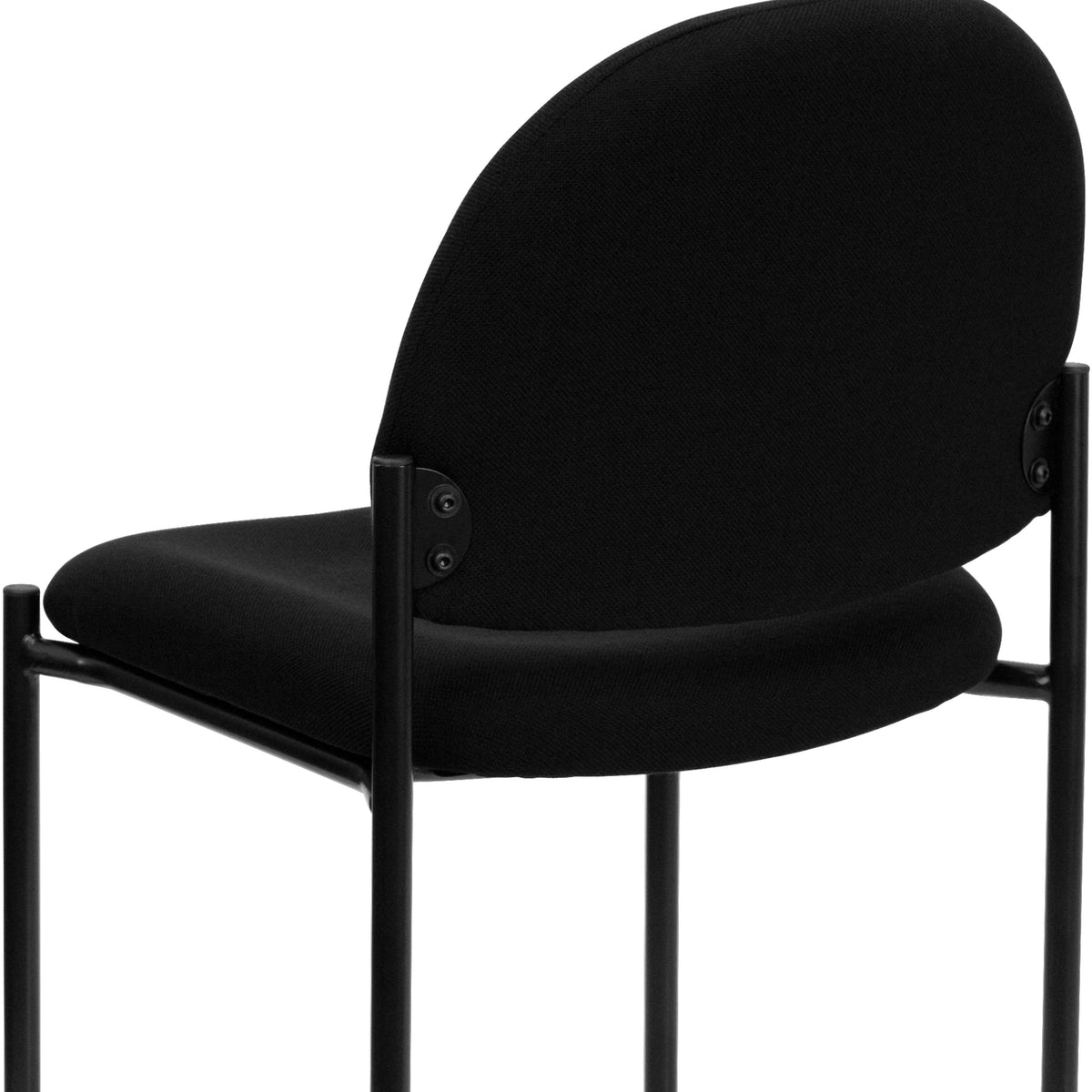 Black Fabric |#| Comfort Black Fabric Stackable Steel Side Reception Chair - Home Office